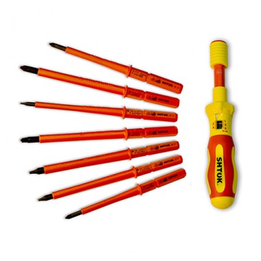 Набор диэлектрических отверток 7+1, динамометрическая рукоятка 1-5 Nm, SHTOK.. 09350
