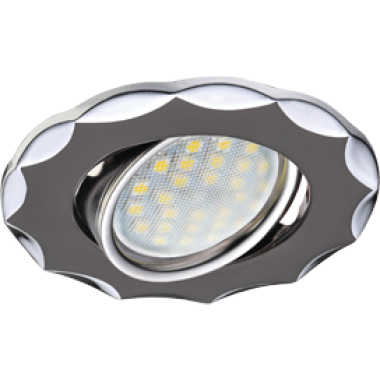 Светильник встраиваемый Ecola MR16 DH07 GU5.3 поворотный Звезда (скрытый крепеж лампы) черный хром/хром 25x88 (кd74) /FT1602EFS/