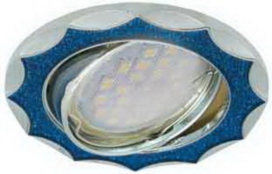 Светильник встраиваемый Ecola MR16 DL36 GU5.3 литой поворотный Звезда под стеклом Голубой блеск/Хром 22x84 /FB1613EFY/