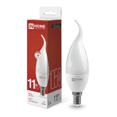 Лампа светодиодная LED-СВЕЧА НА ВЕТРУ-VC 11Вт 230В Е14 4000К 1050Лм IN HOME