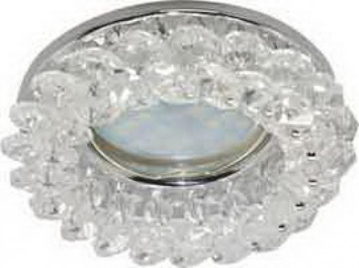 Светильник встраиваемый Ecola MR16 CD4141 GU5.3 круглый с хрусталиками прозрачный/хром 50x90 (кd74) /FW1618EFY/