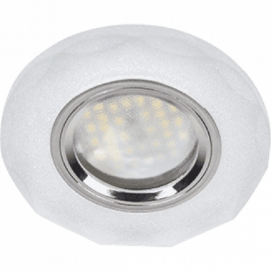 Светильник встраиваемый Ecola MR16 DL1653 GU5.3 Glass Стекло Круг с вогнутыми гранями матовый/хром 25x90 (кd74) /FN1653EFF/