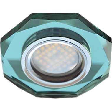 Светильник встраиваемый Ecola MR16 DL1652 GU5.3 Glass Стекло 8-угольник с прямыми гранями изумруд/хром 25x90 (кd74) /FR1652EFF/