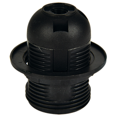 Патрон Ecola base с кольцом E27 черный (1 из ч/б уп. по 10) /AB7SPBEAY/