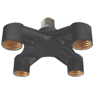 Переходник Ecola base с цоколя E27 на 4хE27 широкий черный /A7T47BEAY/