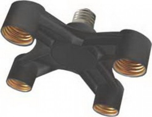 Переходник Ecola base с цоколя E27 на 4хE27 широкий черный /A7T47BEAY/