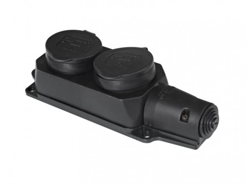 Розетка двухместная с заглушками каучук 2Р+РЕ 16А 220В IP44 HLT