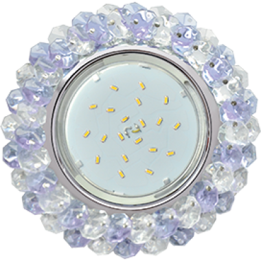 Светильник встраиваемый Ecola GX53 H4 5341 Glass Круглый с хрусталиками прозрачный и аметист/хром 56x120 (к+) /FP53RYECB/