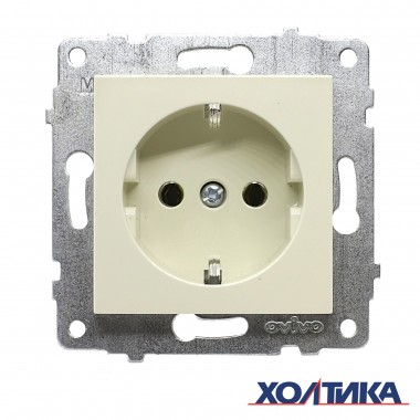 РОЗЕТКА С ЗАЗЕМЛЕНИЕМ (КРЕМОВЫЙ ЦВЕТ) М + К