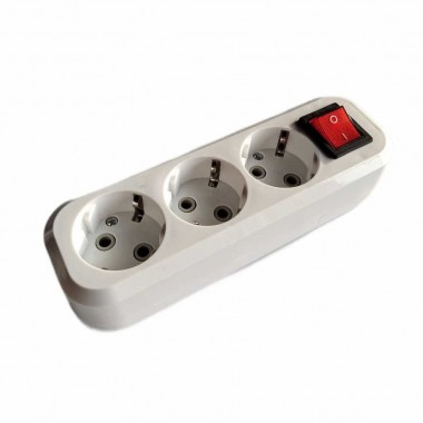 Колодка розеточная LEEK LE SOB 3-х местная 16А с заземлением, с выключателем