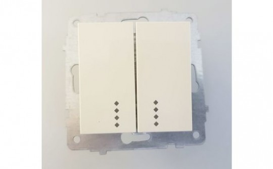 Выключатель двойной с подсветкой (кремовый цвет) М + К