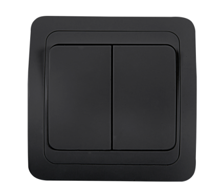 Выключатель двухклавишный CLASSICO черный 2023B IN HOME