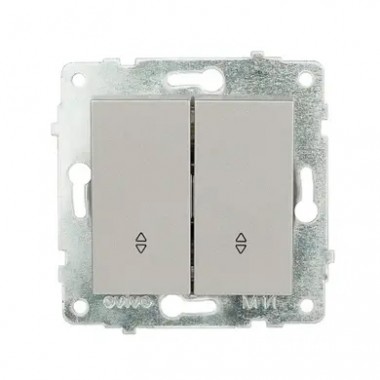 ВЫКЛЮЧАТЕЛЬ ДВОЙНОЙ ПРОХОДНОЙ (СЕРЕБРИСТЫЙ ЦВЕТ) М + К