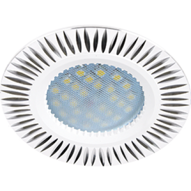 Светильник встраиваемый Ecola MR16 DL3182 GU5.3 рифленые реснички литой белый/алюминий 23x78 /FW1608EFF/