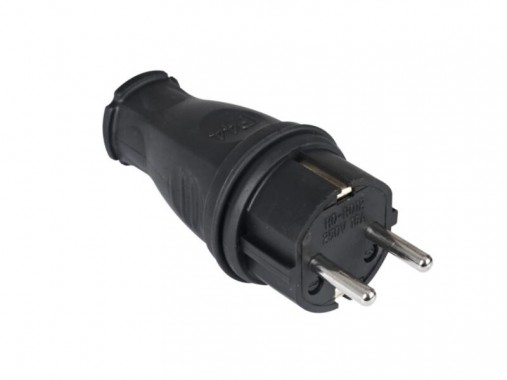 Вилка прямая каучук 2Р+РЕ 16А 250В IP44 HLT