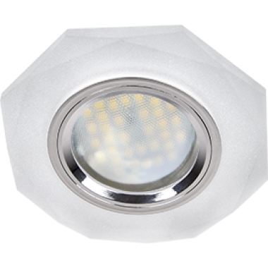 Светильник встраиваемый Ecola MR16 DL1652 GU5.3 Glass Стекло 8-угольник с прямыми гранями матовый/хром 25x90 (кd74) /FN1652EFF/