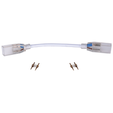 Коннектор Ecola LED strip 220V connector гибкий соединитель лента-лента 2-х конт с разъемами для ленты IP68 14x7 /SCVN14ESB/