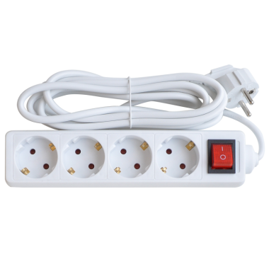 Удлинитель 4GS-3-SMART 4-х местный c выключателем 10А с заземляющим контактом 3м 8443 IN HOME