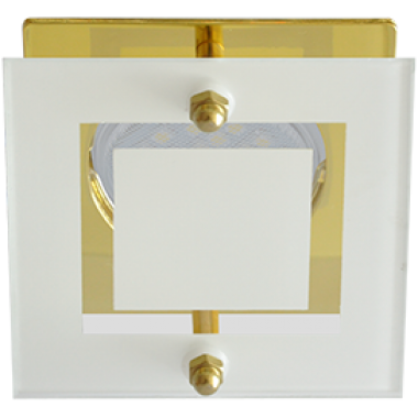 Светильник встраиваемый Ecola MR16 DL200 GU5.3 Glass Квадрат со стеклом прозрачный и матовый/золото 45x77x77 /FG16ASECB/