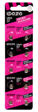 Марганцево-цинковые часовые элементы питания AG 4 ФАZА LR 626 BL-10