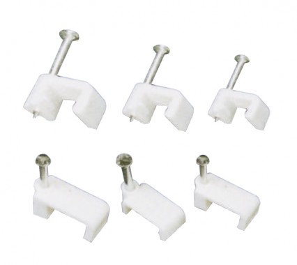 Скоба пластиковая плоская F-12мм (уп. 100шт.) HASKI