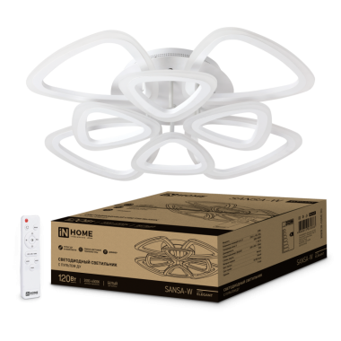 Светильник светодиодный ELEGANT SANSA-W 120Вт 230В 3000-6500K 650х650х130мм c пультом ДУ белый IN HOME