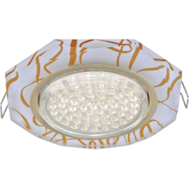 Светильник встраиваемый Ecola GX53 H4 5312 Glass Стекло 8-угольник с прямыми гранями золото-золото на белом 38x133 (к+) /FG538AECH/