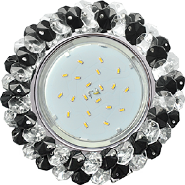 Светильник встраиваемый Ecola GX53 H4 5341 Glass Круглый с хрусталиками прозрачный и черный /хром 56x120 (к+) /FB53RYECB/