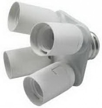 Переходник Ecola base с цоколя E40 на 4хE27 узкий белый /A8T44WEAY/  