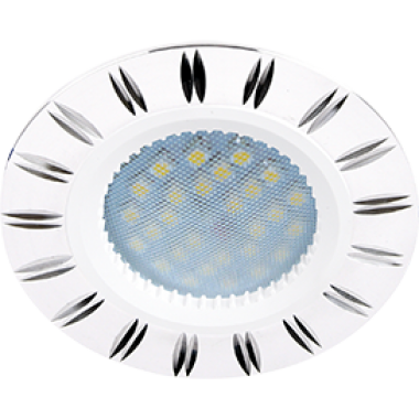 Светильник встраиваемый Ecola MR16 DL3184 GU5.3 литой двойные реснички по кругу (скрытый крепеж лампы) белый/алюм 23x78 (кd74) /FW1610EFF/ 