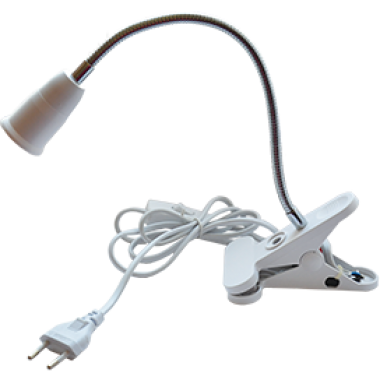 Ecola base Светильник на прищепке закрытый с вилкой и выключателем -  E27  Белый /APF7GREAY/