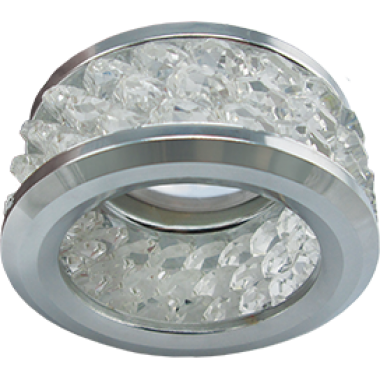 Светильник встраиваемый Ecola MR16 DL1655 GU5.3 круглый с хруст (3 ряда) и ободком-прозрачный/хром 63x85 (кd74) /FC1655EFF/