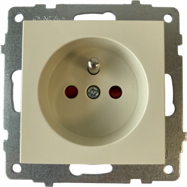 РОЗЕТКА С ЗАЗЕМЛЯЮЩИМ ШТЫРЕМ (КРЕМОВЫЙ ЦВЕТ) М + К