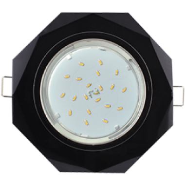 Светильник встраиваемый Ecola GX53 H4 5312 Glass Стекло 8-угольник с прямыми гранями черный хром-черный 38x133 (к+) /FP538AECH/