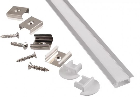 Профиль GAL-GLS-2000-7-22 (2м профиль+2м рассеиватель+2заглушки+4 скобы с шурупами) /523110/