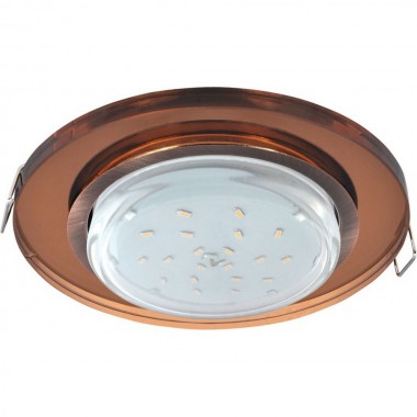 Светильник встраиваемый Ecola GX53 H4 5310 Glass Стекло Круг черненая медь-янтарь 38x126 (к+) /FA53RNECH/