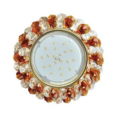 Светильник встраиваемый Ecola GX53 H4 5310 Glass Стекло Круг черненая медь-янтарь 38x126 (к+) /FA53RNECH/