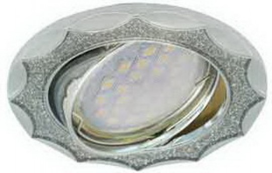 Светильник встраиваемый Ecola MR16 DL36 GU5.3 Светильник встр. литой поворотный Звезда под стеклом Серебряный блеск/Хром 22x84  /FS1613EFY/