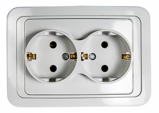 Розетка двойная с заземлением CLASSICO белая 2128 IN HOME