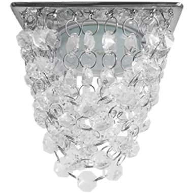 Светильник встраиваемый Ecola GX53 H4 5358 Glass Квадрат "Хрустальная гроздь" прозрачный/хром 150x110x110 /FR53RVECB/
