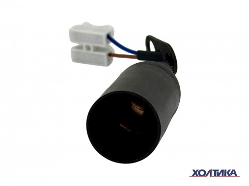 Патрон Е14 пластик, подвесной с шнуром (К) черный HASKI