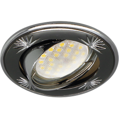 Светильник встраиваемый Ecola MR16 DL21 GU5.3 литой поворотный искр.гравир. четыре цветка черный хром, хром 23x84 /FC1615EFY/