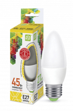 Лампа светодиодная LED-СВЕЧА-standard 5Вт 230В Е27 3000К 450Лм ASD