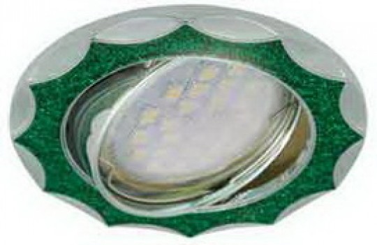Светильник встраиваемый Ecola MR16 DL36 GU5.3 литой поворотный Звезда под стеклом изумрудный блеск/хром 22x84 /FG1613EFY/