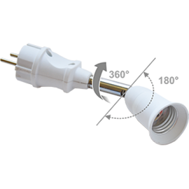 Переходник Ecola base вилка-патрон E27 на шарнире 360°/180°  45мм без выключателя белый /APF7TWEAY/ 