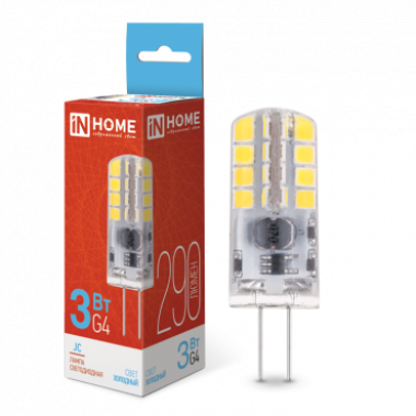Лампа светодиодная LED-JC 3Вт 12В G4 6500К 290Лм IN HOME
