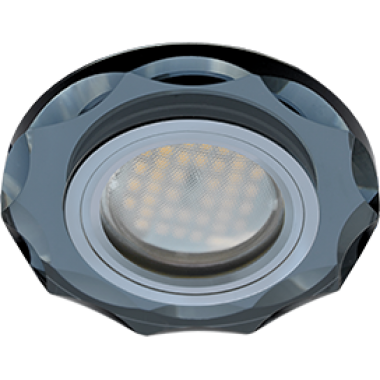 Светильник встраиваемый Ecola MR16 DL1653 GU5.3 Glass Стекло Круг с вогнутыми гранями черный/черный хром 25x90 /FB1653EFF/