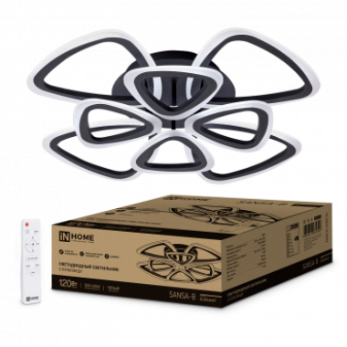 Светильник светодиодный ELEGANT SANSA-120B 120Вт 230В 3000-4000-6500K 8400Лм 650х650х130мм c пультом ДУ черный IN HOME