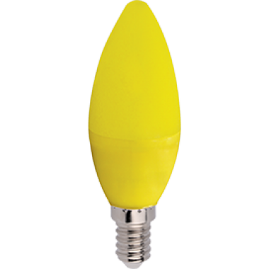 Лампа светодиодная Ecola candle LED color 6,0W 220V E14 Yellow свеча Желтая матовая колба 103x37  [C4TY60ELY]