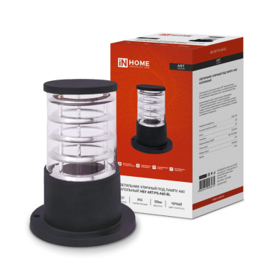 Светильник уличный напольный НБУ ART-PS-A60-BL алюминиевый под лампу А60 Е27 300мм черный IP54 IN HOME